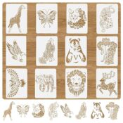 12 Stück Tiere Schablonen Kinder, 29 * 21cm Schablonen Textilgestaltung Malerei Schablone, Tiere Schablonen Zum Malen Kunststoff Malschablonen, Airbrush Schablonen Set für DIY Handwerk Scrapbooking