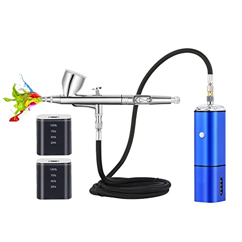 CASUBARIS Auto-Stop-Airbrush-Set mit Kompressor-Set, wiederaufladbare Dual-Action-Airbrush-Pistole, verbinden Sie sich mit verschiedenen Airbrush-Stiften, um Farben für