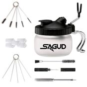 Sagud Airbrush-Reinigungsset mit Reinigungsbürsten Waschbürsten-Nadeln, Airbrush sauberer Topf Glas Airbrush Reinigungstopf mit Halter