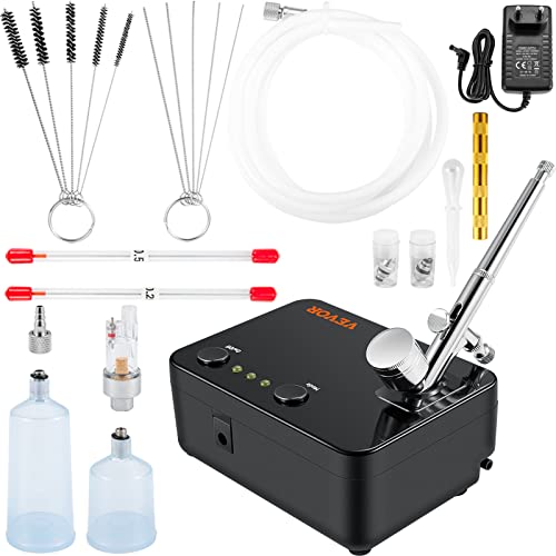 VEVOR Dual Action Airbrush Set mit Lackierpistole, 30 psi ± 15% Luftkompressor 220 V Airbrushpistole Set für Make-up, Maniküre, Tätowierung, Malerei-Design, Kunsthandwerk, Lebensmitteldekoration