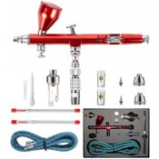 ABEST 0.2 mm,0.3 mm,0.5 mm Doppeltwirkende Airbrush-Kit Komplett Set für Kunstmodellauto Malerei Tattoo