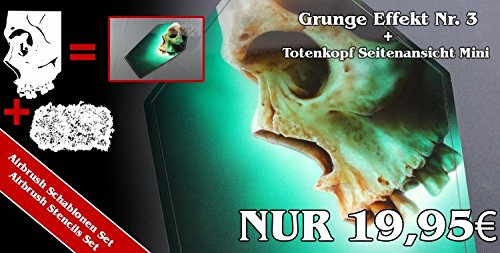 Airbrush Schablonen Set für Totenkopf Skull und Grunge Effekt – Tattoo und Graffiti Stencil Vorlage