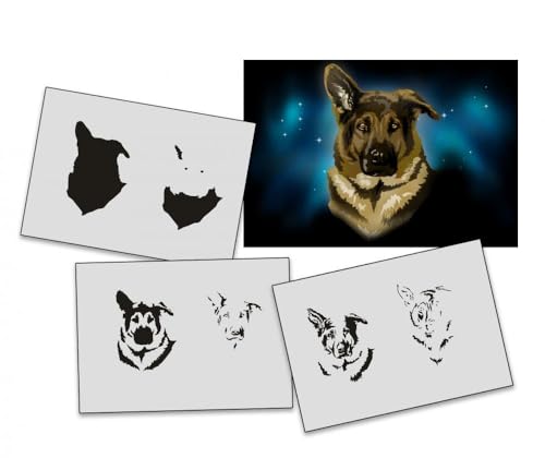 AS-333 Schäferhund Step by Step Airbrushschablone Größe XL