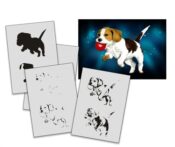 AS-334 Hund Ball Step by Step Airbrushschablone Größe XL
