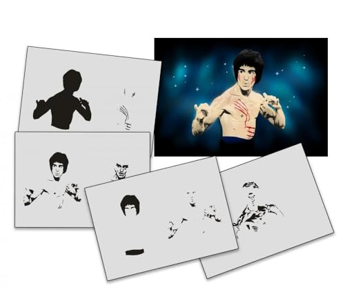 AS-338 Legende Bruce Lee Step by Step Airbrushschablone Größe XL