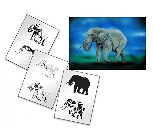 UMR-Design AS-155 Elefant Airbrushschablone – Größe L (20×15 cm) – 200my Folie