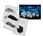 UMR-Design AS-163 Ski Mountain Airbrushschablone Step by Step Grösse XL